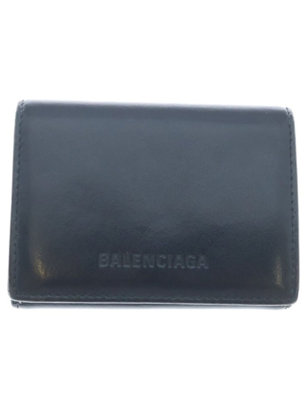 Balenciaga Leather Essential Logo Stamp Mini Wallet Black Green